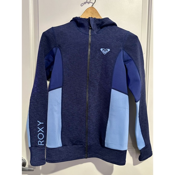 ROXY‎ Women's 1mm Neoprene Full Zip Hooded Jacket Blue Size 6 Gently Worn - Picture 1 of 16
